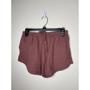 Ekouaer Pajama Shorts Womens Size S Lounge Waffle Knit Pink Drawstring Waist